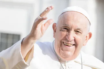 Pope Francis greets pilgrims at the Wednesday general audience on March 22, 2023.