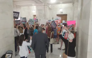 Abortion supporters celebrate as petitions for the abortion amendment arrive at the Arkansas Capitol Building on July 5, 2024. On Wednesday, July 10, Arkansas Secretary of State John Thurston rejected a pro-abortion group’s request to add a far-reaching abortion amendment proposal to the November 2024 ballot. Credit: Courtesy of Family Council in Arkansas