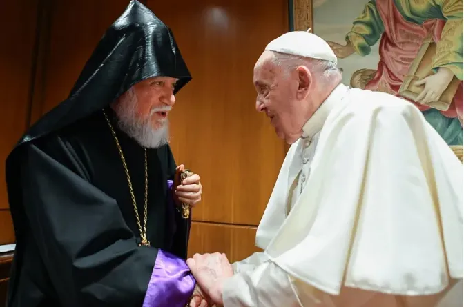 Aram I, the top leader of the Armenian Church of Cilicia, meets with Pope Francis at the Vatican on June 12, 2024.?w=200&h=150