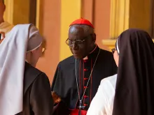 Cardinal Robert Sarah speaks with students and faculty at the Pontifical University of St. Thomas Aquinas on May 25, 2023.