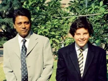 Rajesh Mohur pictured with Carlo Acutis on the day of his confirmation.