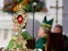 A reliquary containing Blessed Carlo Acutis’ relic at a Mass at St. Dominic Parish in Brick, New Jersey, Oct. 1, 2023.