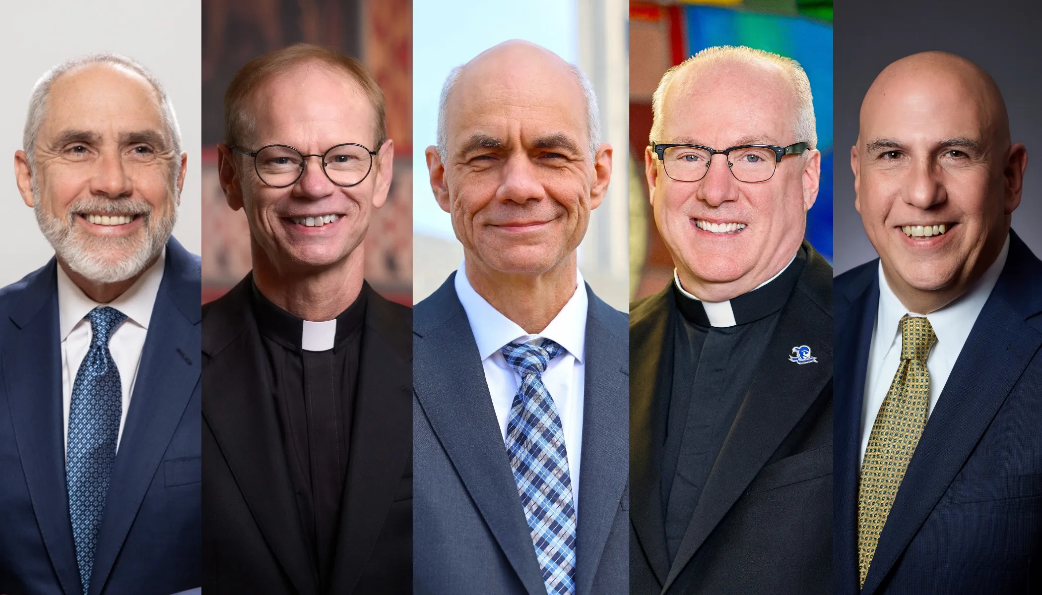 From left to right: Robert Neal, chairman of The Catholic University of America’s Board of Trustees; Father Robert Dowd, president of the University of Notre Dame; George Harne, president of Christendom College; Monsignor Joseph Reilly, president of Seton Hall University; and Gerard Joyce, president of Mount St. Mary’s University.?w=200&h=150