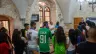 A group of young people from the Apostolic Movement of Jish, led by Father Sandy Habib, during prayer before the meal on July 12, 2024, at the Maronite convent in Jerusalem. The aim is “bringing ourselves closer to Jesus,” Habib explained to CNA. “We try to achieve this through spiritual activities, social activities like trips, and by announcing Jesus Christ.”