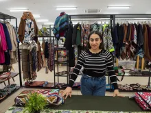 Woolen scarves produced at the Rafedìn tailoring workshop in Amman, Jordan. The workshop is hosted in the premises of the Latin parish of Mar Yousef and it provides employment for approximately 20 young Iraqi women who sought refuge in Jordan.