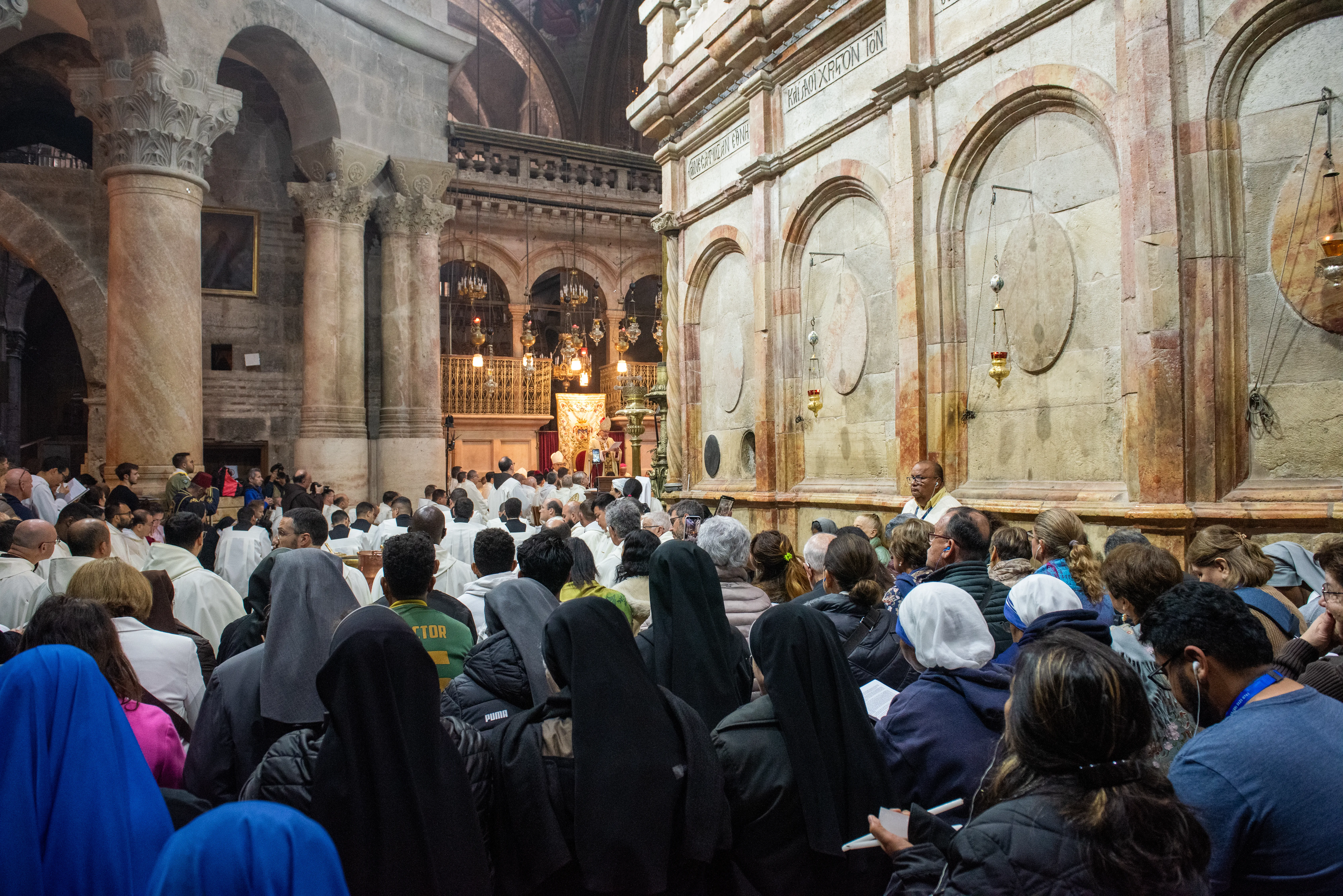 A view of the Basilica of the Holy Sepulcher during the Easter Vigil, which was celebrated on the morning of Saturday, March 30, 2024.?w=200&h=150