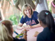 Katie Ledecky visits students at Stone Ridge of the Sacred Heart School following the 2016 Rio de Janeiro Olympic games