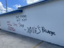 Vandalism at a Heartbeat of Miami pregnancy center in Hialeah, Florida, July 3, 2022.