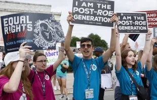 Pro-life activists chant during a Celebrate Life Day Rally at the Lincoln Memorial on the first anniversary of the overturning of Roe v. Wade, June 24, 2023, in Washington, D.C. Credit Anna Moneymaker/Getty Images