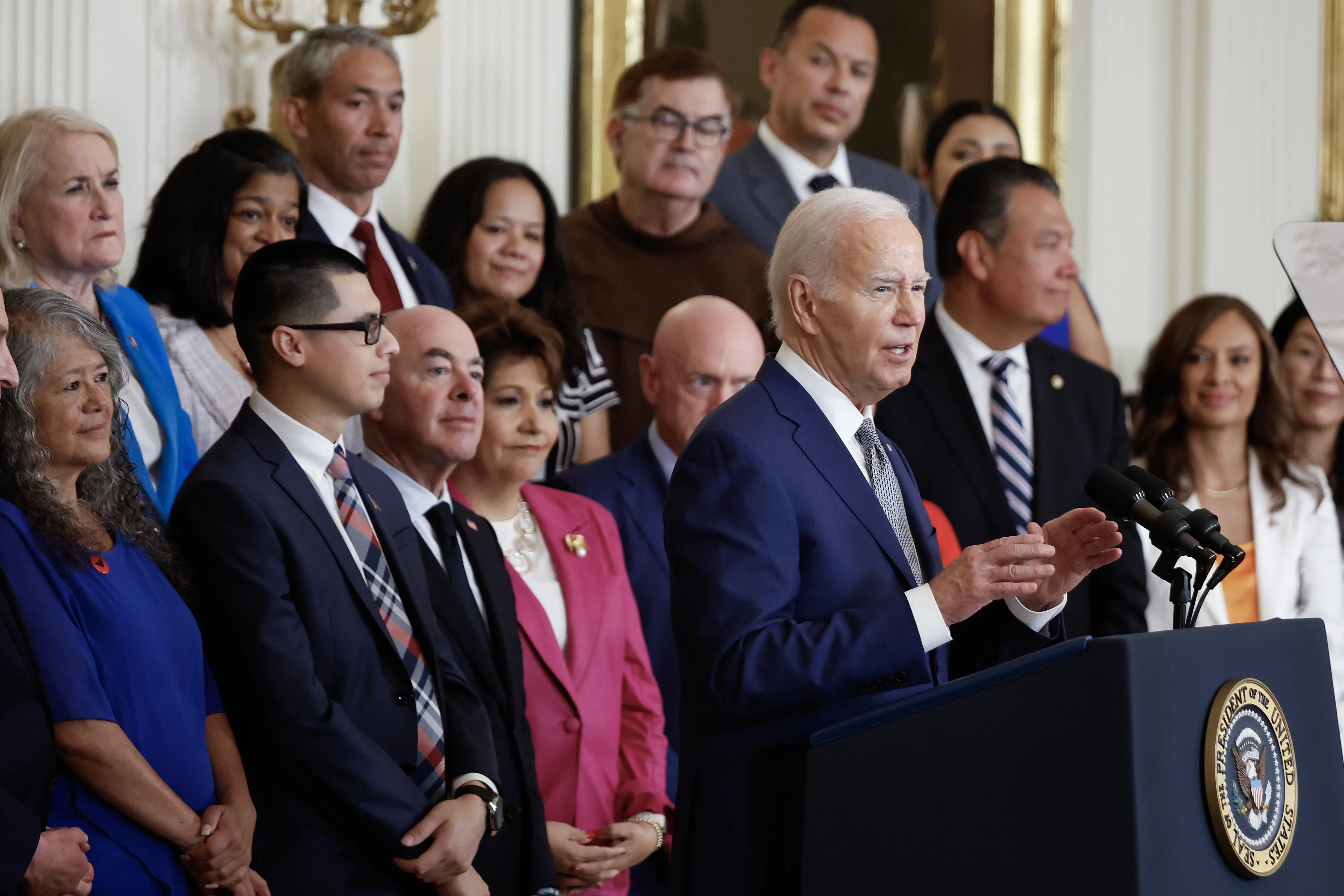 U.S. President Joe Biden delivers remarks at an event marking the 12th anniversary of the Deferred Action for Childhood Arrivals (DACA) program in the East Room at the White House on June 18, 2024, in Washington, D.C.?w=200&h=150