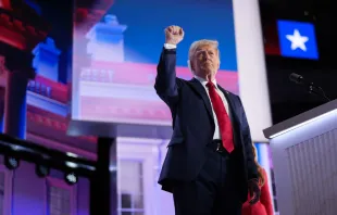 Republican presidential nominee former president Donald Trump speaks after officially accepting the Republican presidential nomination on stage on the fourth day of the Republican National Convention at the Fiserv Forum on July 18, 2024, in Milwaukee. Credit: Andrew Harnik/Getty Images