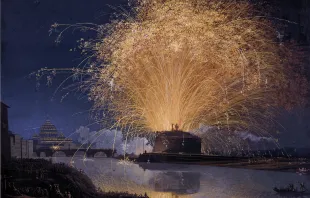 A 1775 painting of the fireworks over Castel Sant’Angelo in Rome, painted by Jakob Philipp Hackert. Credit: Public Domain