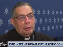 Archbishop Alfredo José Espinoza Mateus, SDB, discusses the upcoming International Eucharistic Congress to be held Sept. 8–15, 2024, in Quito, Ecuador, on “EWTN News Nightly” May 21, 2024.