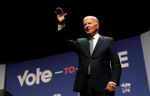 President Joe Biden waves on stage during the Vote To Live Properity Summit at the College of Southern Nevada in Las Vegas, Nevada, on July 16, 2024. Credit: KENT NISHIMURA/AFP via Getty Images