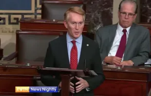 Sen. James Lankford, R-Oklahoma, speaks on the Senate floor in favor of his pro-life amendment. Credit: “EWTN News Nightly”