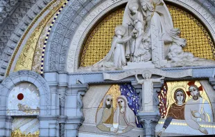 Mosaics by alleged abuser Father Marko Rupnik are displayed at the shrine in Lourdes, France. Credit: Courtney Mares/CNA