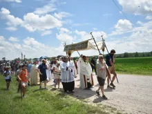 The National Eucharistic Pilgrimage passes southwest of Omaha, Nebraska, on June 21, 2024.