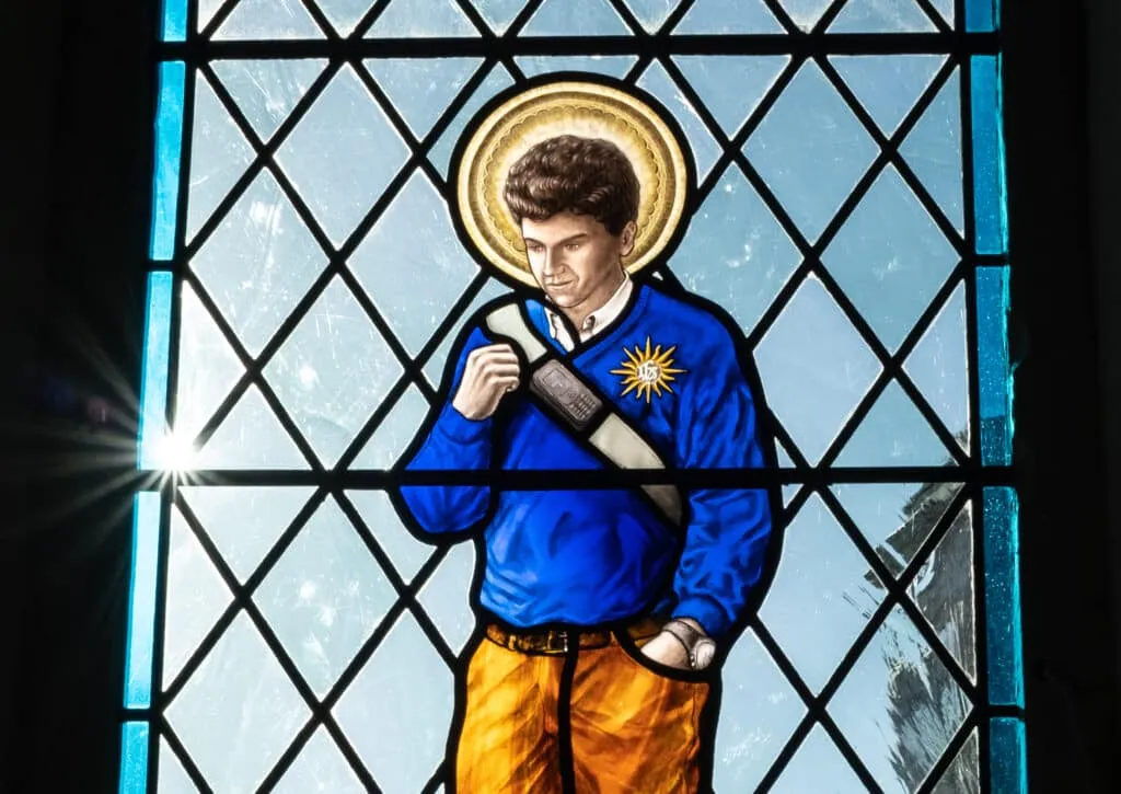 Stained-glass window of Blessed Carlo Acutis at St. Aldhelm’s in Malmesbury, England.?w=200&h=150