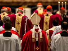 Pope Francis offers a Mass in St. Peter's Basilica for the repose of the souls of cardinals and bishops who died the previous year.