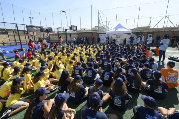 Pope Francis meets with kids ages 5–13, the children of Vatican employees, while they attend a summer camp in Vatican City on July 18, 2024. Credit: Vatican Media