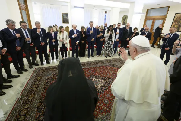 Earlier in the morning on July 18, 2024, Pope Francis met the Vatican summer camp’s benefactors at his Santa Marta residence. Credit: Vatican Media