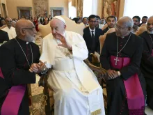 Pope Francis meets with members of the Syro-Malabar Church on May 13, 2024, at the Vatican.