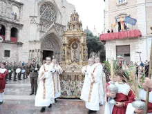 There are 159 sculptures adorning the monstrance used in the annual Corpus Christi procession in Valencia, Spain, including biblical scenes from the Old Testament up to the Good Shepherd and the risen Christ. The apostles and doctors of the Church adorn the host and Eucharistic miracles are depicted. Saints particularly devoted to the Eucharist are part of the multitude of adorers, as is Pope Pius X, known as the "pope of the Eucharist" since he encouraged frequent reception of the sacrament and lowered the age for first Communion. June 2, 2024.