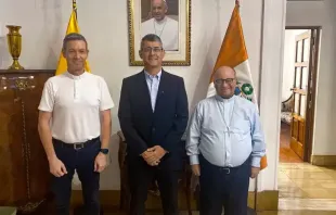 From left to right: Monsignor Jordi Bertomeu; José David Correa, superior general of Sodalitium Vitae Christianae; and Archbishop Charles Scicluna. Credit: Facebook of Sodalitium Vitae Christianae