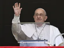 Pope Francis greets the crowd gathered at St. Peter's Square on May 5, 2024.