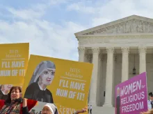 Religious sisters show their support for the Little Sisters of the Poor outside the Supreme Court, where oral arguments were heard on March 23, 2016, in the Zubik v. Burwell case against the HHS mandate.