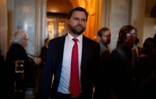 Sen. J.D. Vance, R-Ohio, a Catholic, walks out of the Senate Chamber on Capitol Hill on April 23, 2024, in Washington, D.C. Credit: Andrew Harnik/Getty Images