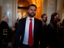 Sen. J.D. Vance, R-Ohio, a Catholic, walks out of the Senate Chamber on Capitol Hill on April 23, 2024, in Washington, D.C.