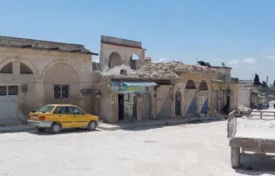 A damaged street in Syria after the Feb. 6, 2023, earthquake. Credit: Courtesy of Bishop Hanna Jallouf