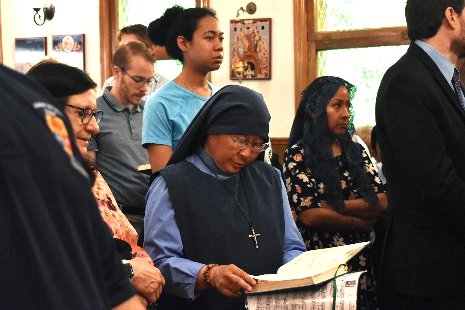 Sister Mary Rose Chinn of the Handmaids of the Triune God attends a Byzantine Divine Liturgy at Holy Protection of the Mother of God Byzantine Catholic Church in downtown Denver on June 8, 2024.?w=200&h=150