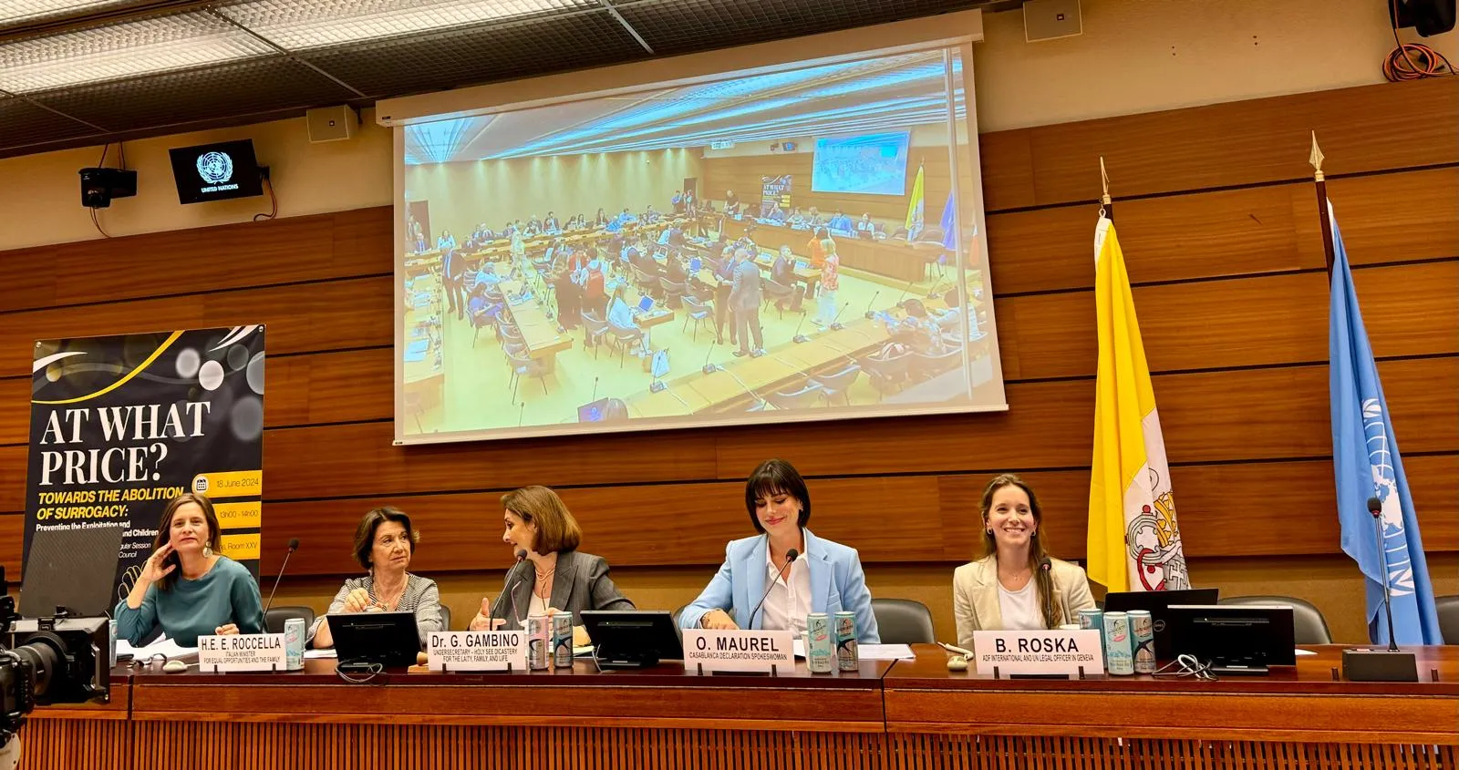 Panelists speak at the event "Towards the Abolition of Surrogacy: Preventing the Exploitation and Commodification of Women and Children,” held by the Permanent Mission of the Holy See to the United Nations on Tuesday, June 18, 2024.?w=200&h=150