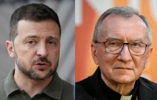 Ukraine President Volodymyr Zelenskyy (left) and Vatican Secretary of State Cardinal Pietro Parolin. Credit: Pier Marco Tacca/Getty Images; Horacio Villalobos Corbis/Getty Images