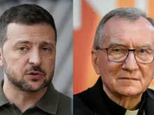 Ukraine President Volodymyr Zelenskyy (left) and Vatican Secretary of State Cardinal Pietro Parolin.