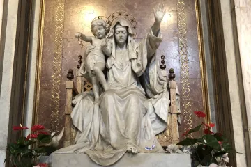 The statue of Our Lady, Queen of Peace in the Basilica of St. Mary Major.