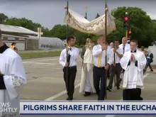 The Marian Route of the National Eucharist Pilgrimage passes through Kenosha, Wisconsin, on Wednesday, June 26, 2024.