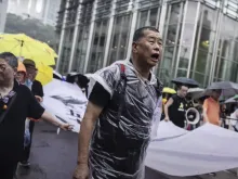 Jimmy Lai at a Hong Kong protest.